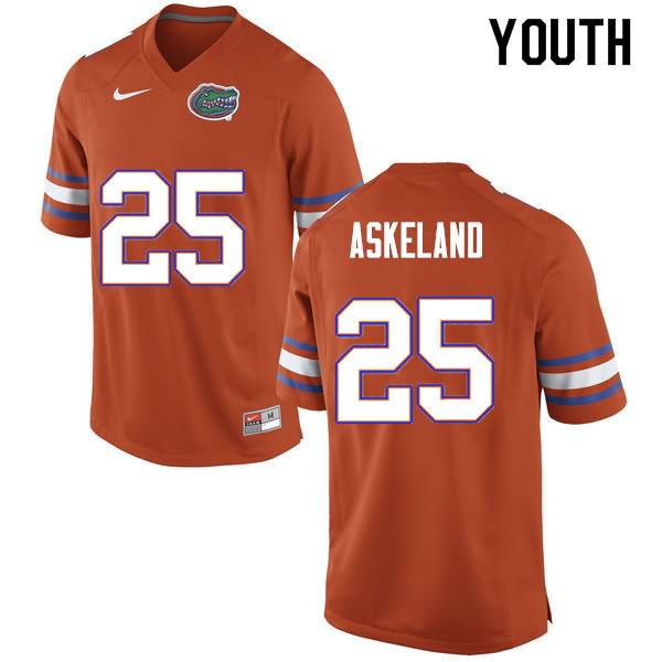 Youth NCAA Florida Gators Erik Askeland #25 Stitched Authentic Nike Orange College Football Jersey ZXT0565UW